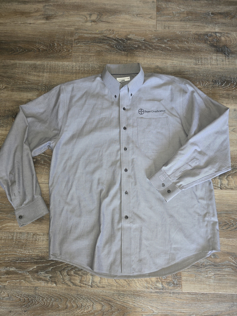 Cutter and Buck Bayer Crop Science Logo Shirt Mens XL Gray Long Sleeve Casual